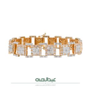 دستبند جواهر زنانه | دستبند الماس زنانه | دستبند باگت زنانه | دستبند جواهر کد BB4975